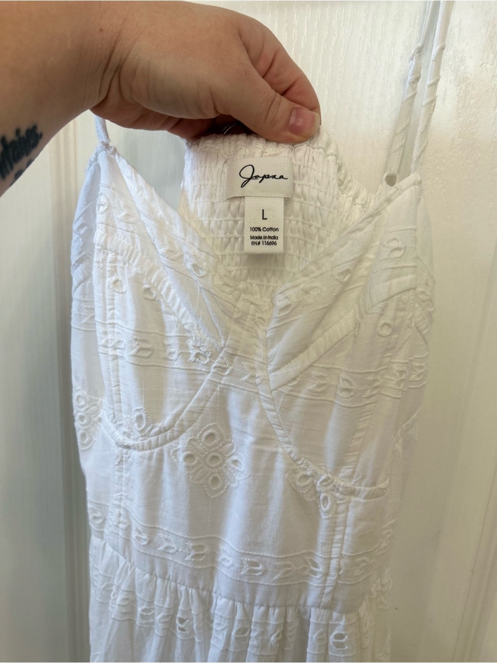 Japna White Cotton Embroidered Chemise Slip